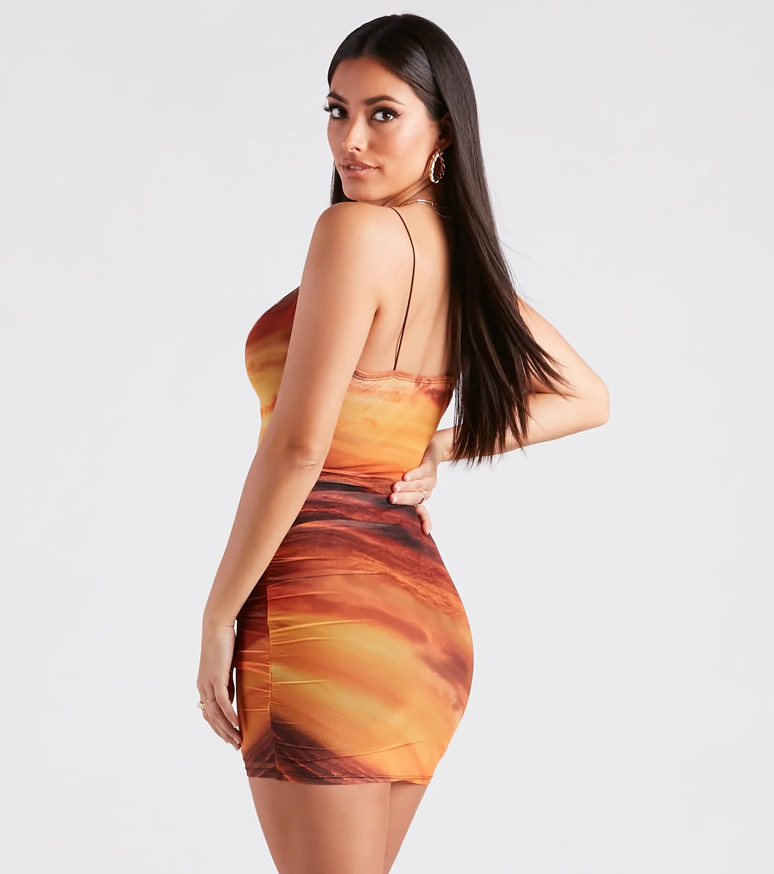 Sunset Chaser Cowl Neck Mini Dress