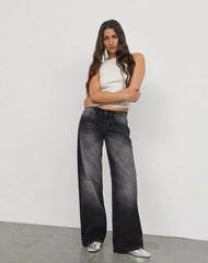 Low Rise Parallel Jeans In Extreme Black Wash