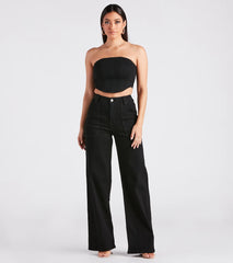 It's A Mood Wide Leg Twill Denim Pants