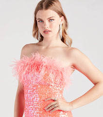 Mae Strapless Feather Sequin Party Dress