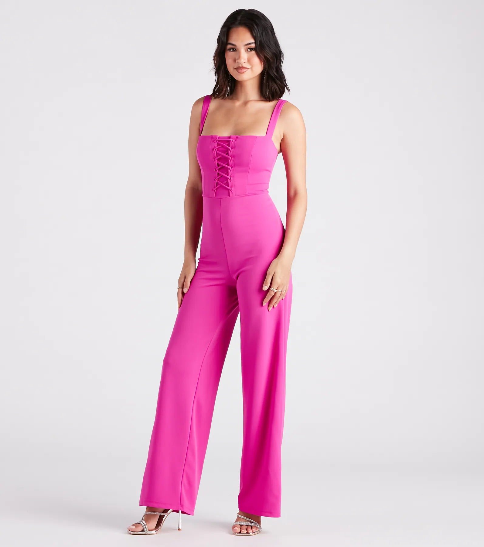 Laced Up In Chic Style Sleeveless Jumpsuit