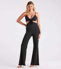 Getaway Girl Rib Knit Cutout Jumpsuit