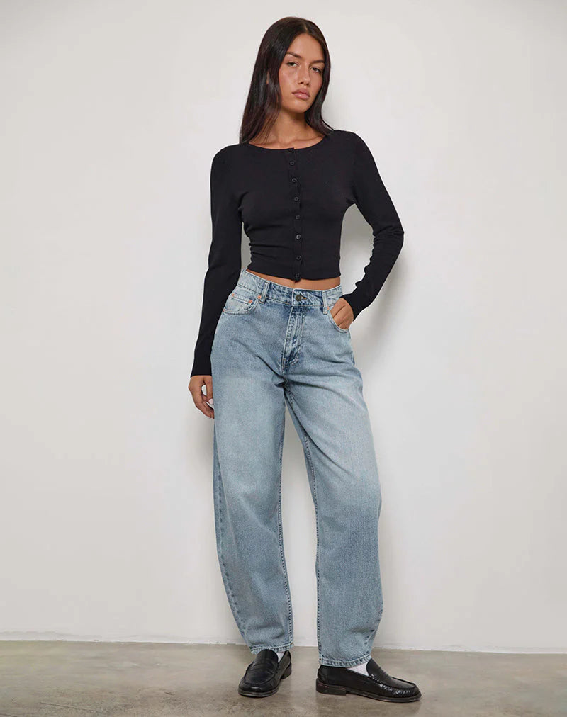 High Rise Barrel Jean in Bleu