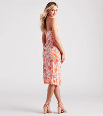 Somewhere Tropical V-Neck Midi Dress