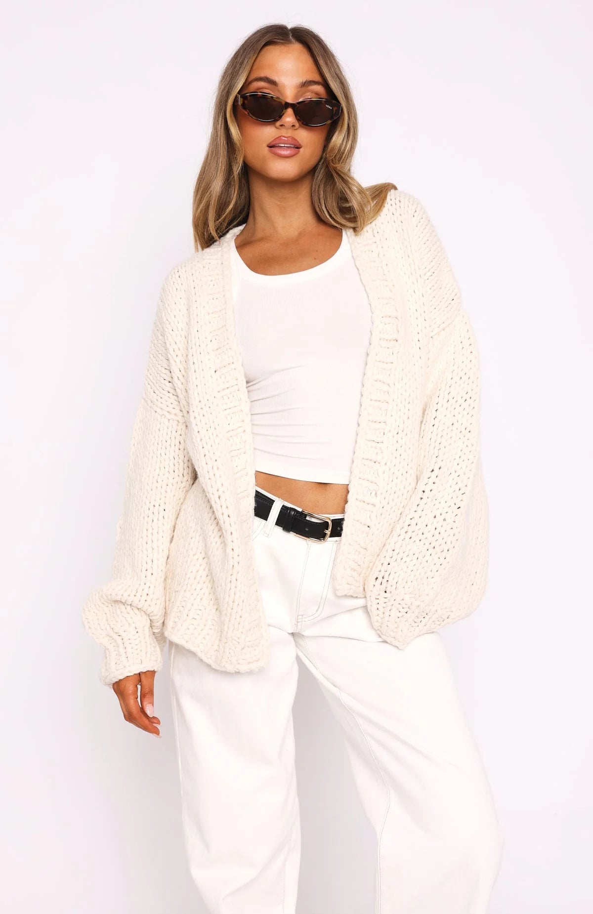 A Little Too Much Knit Cardigan Cream