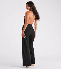 Chic Vibes Plunging Lace And Crepe Jumpsuit