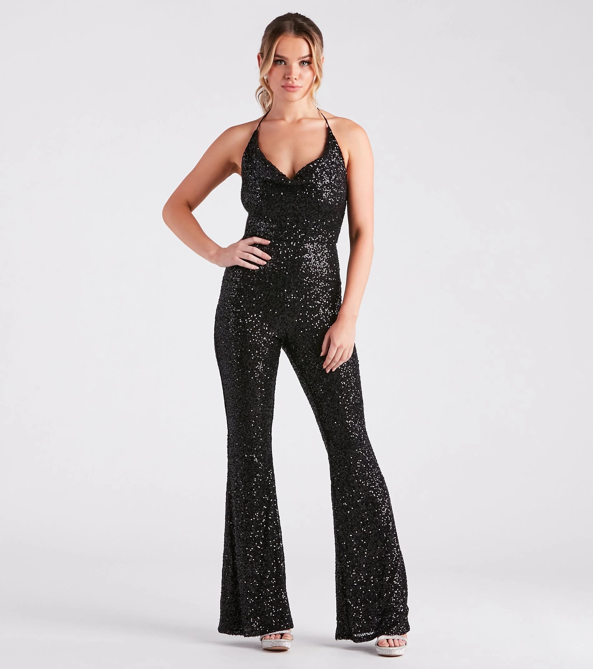 Dance Floor Diva Sequin Backless Jumpsuit