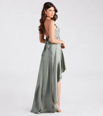 Jolie Ruffled High-Low Satin Formal Dress