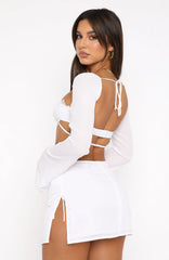 Level Up Long Sleeve Crop White