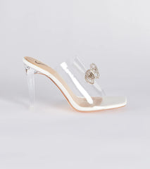 Clearly The Vibe Rhinestone Bow Lucite Mules