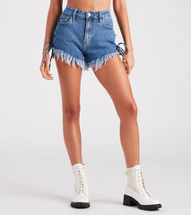 Remy High-Rise Lace-Up Denim Shorts