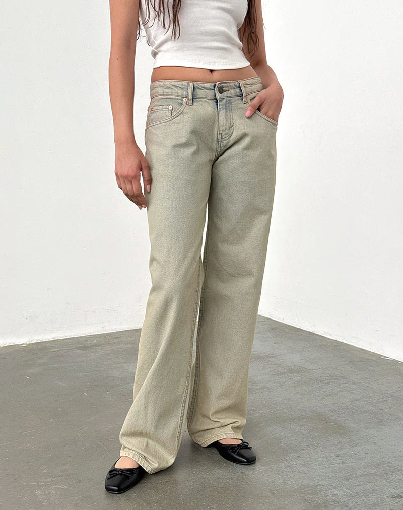 Low Rise Parallel Jeans in Desert Sand Wash