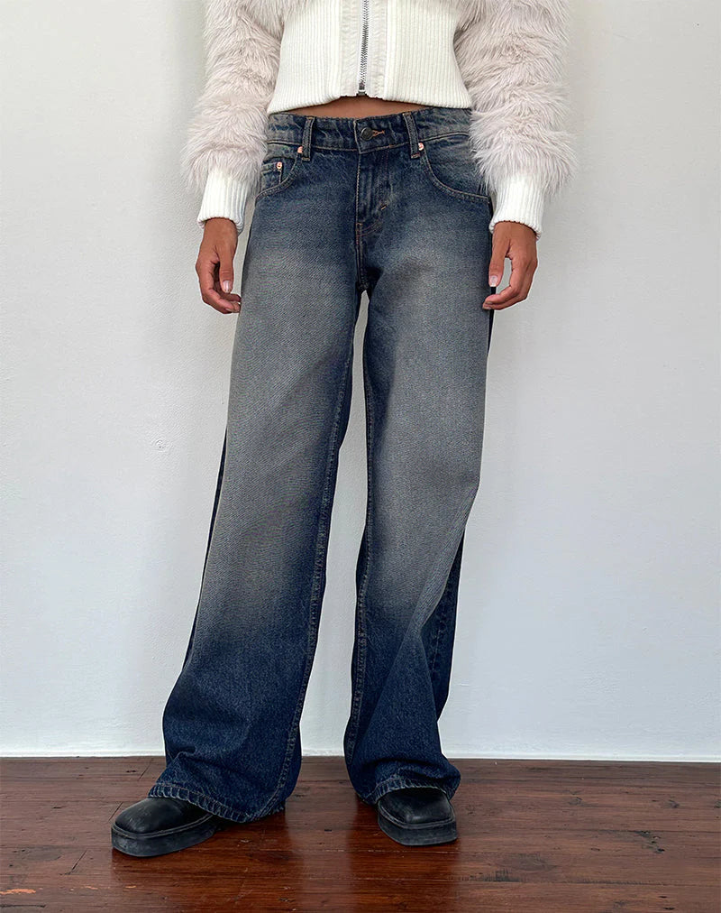 Roomy Extra Wide Low Rise Jeans in Amber Wash