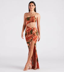 Sunkissed Beauty Tropical Print Cutout Maxi Dress