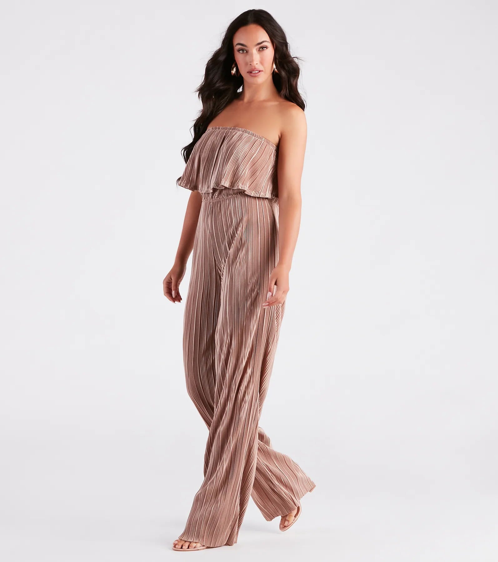 Happy Hour Chic Strapless Plisse Jumpsuit