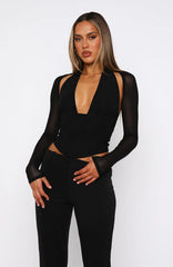 Favourite Person Long Sleeve Bustier Black