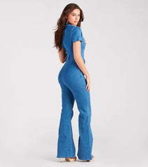 Style Goals Flared-Leg Denim Jumpsuit