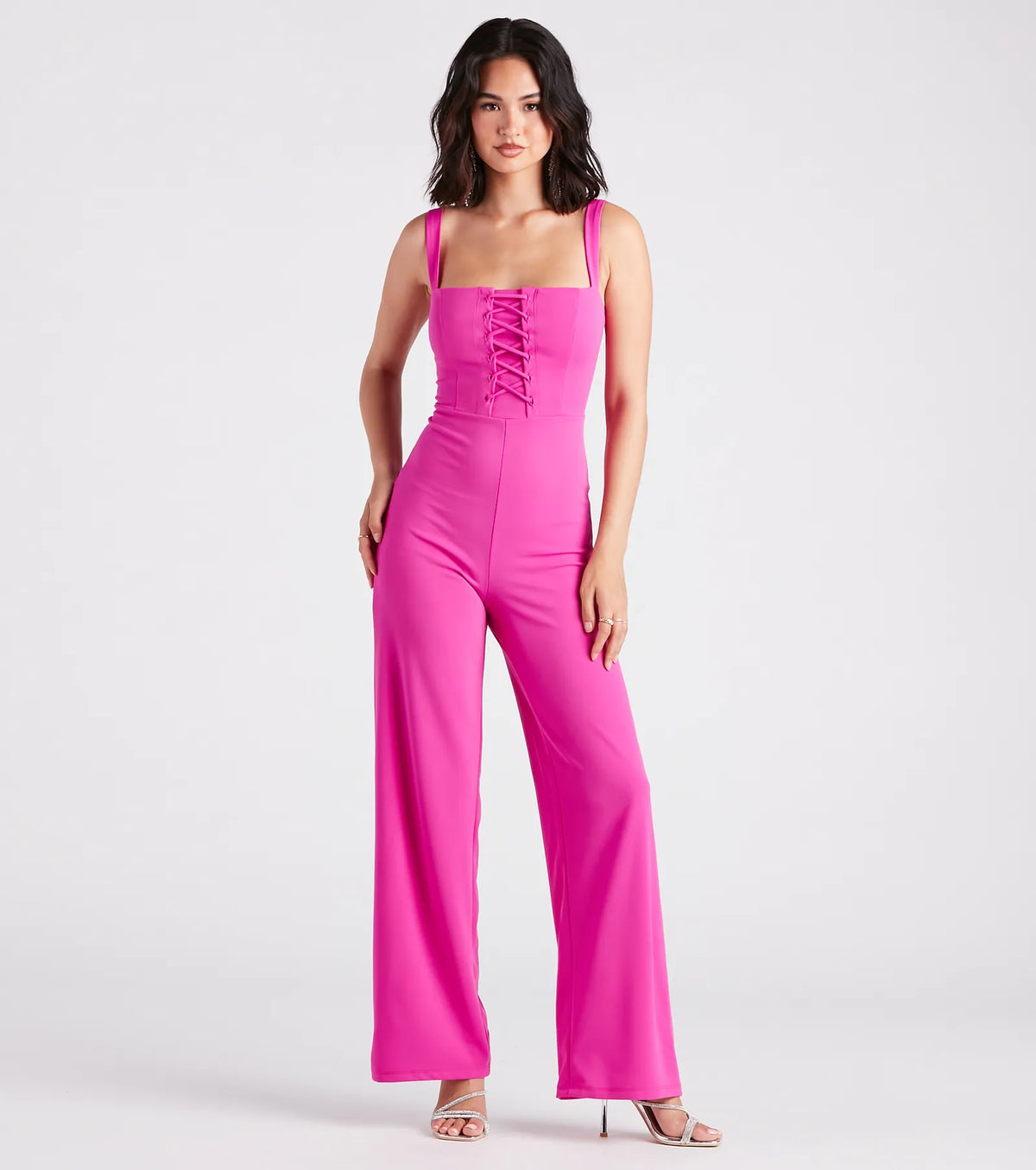 Laced Up In Chic Style Sleeveless Jumpsuit