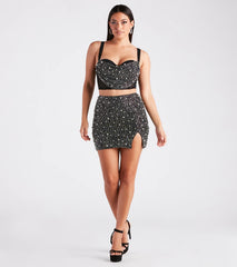 Iconic Glamour Rhinestone And Pearl Mini Skirt