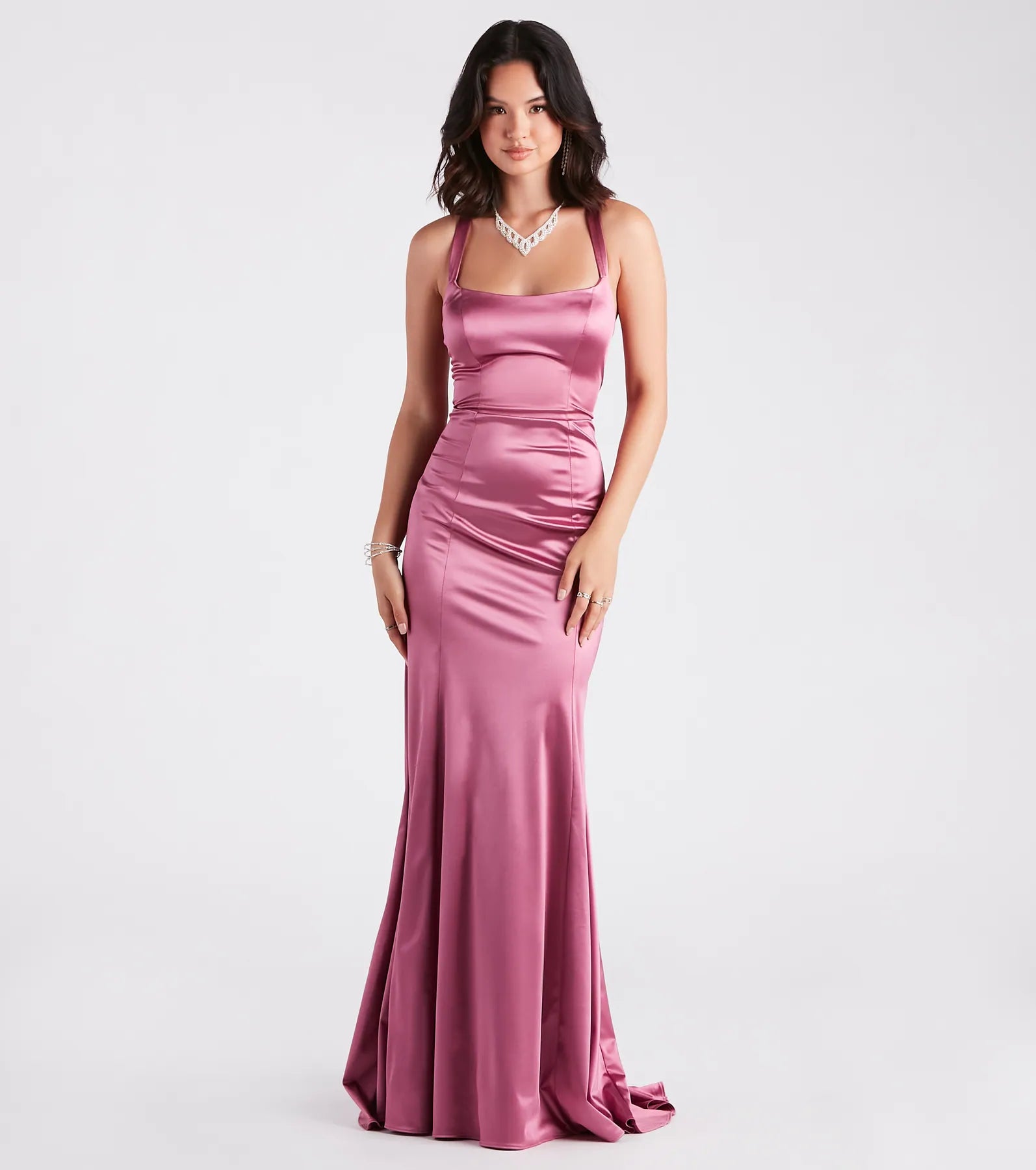 Cassie Formal Satin Lace-Up Mermaid Dress