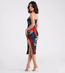 Time To Unwind Tropical Slit Midi Dress