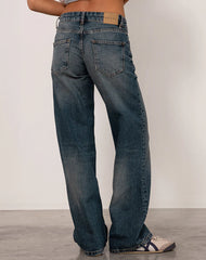 Low Rise Parallel Jeans in Steel Blue