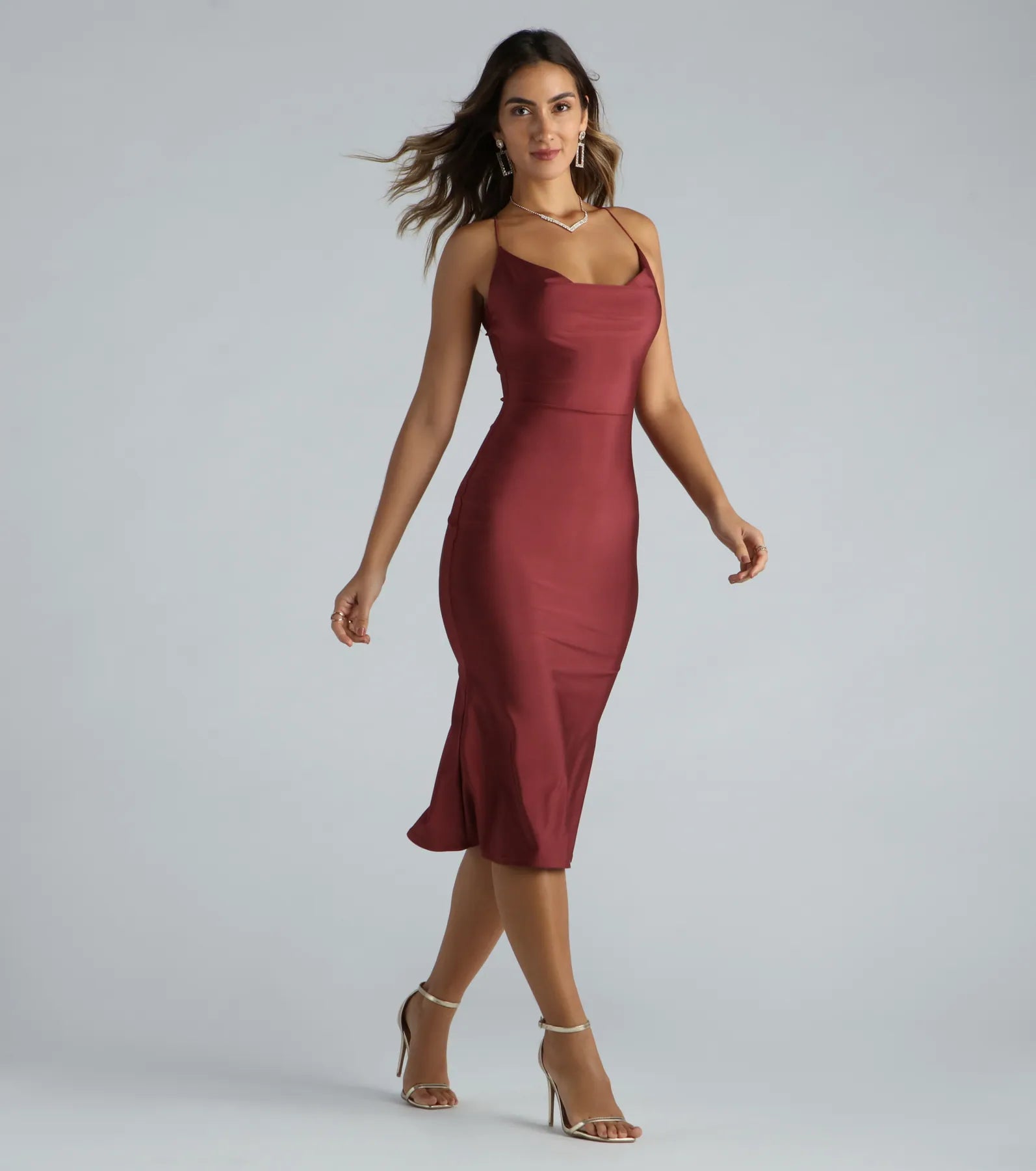 Flatter Me Satin-Knit Midi Dress