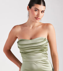 Priscilla Formal Satin Strapless Mermaid Dress