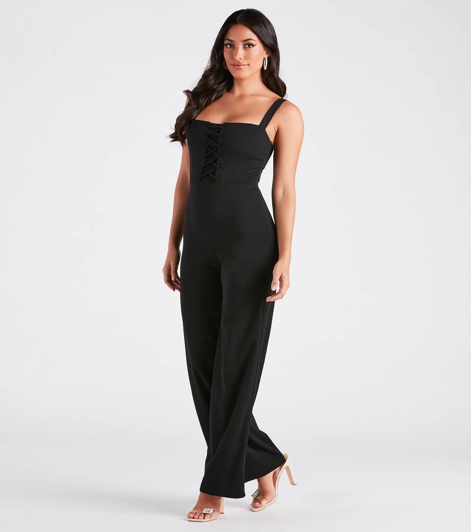 Laced Up In Chic Style Sleeveless Jumpsuit