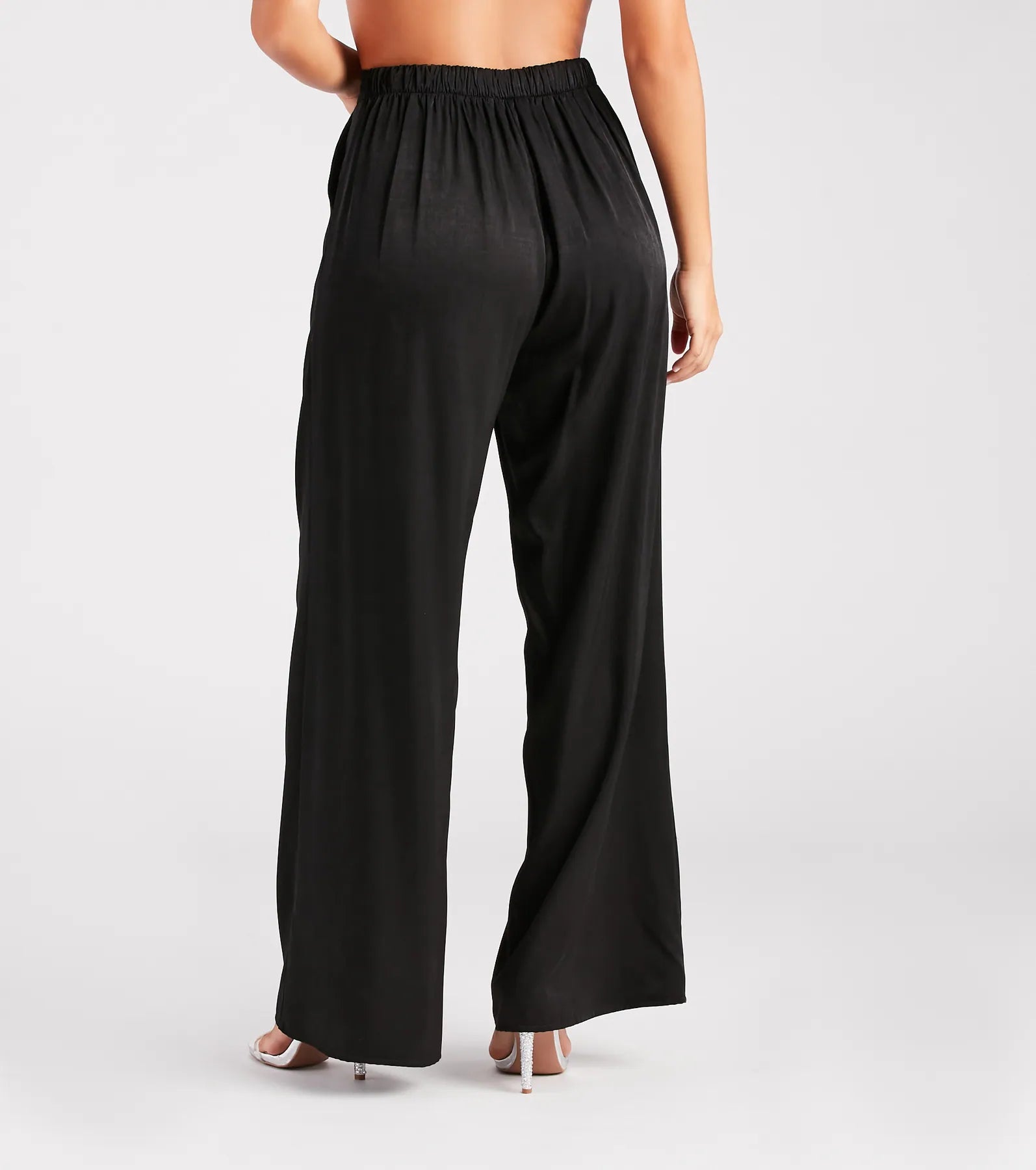 Sleek And Sophisticated Satin Wide-Leg Pants