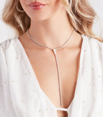 Simple Chic Glamour Rhinestone Lariat Necklace