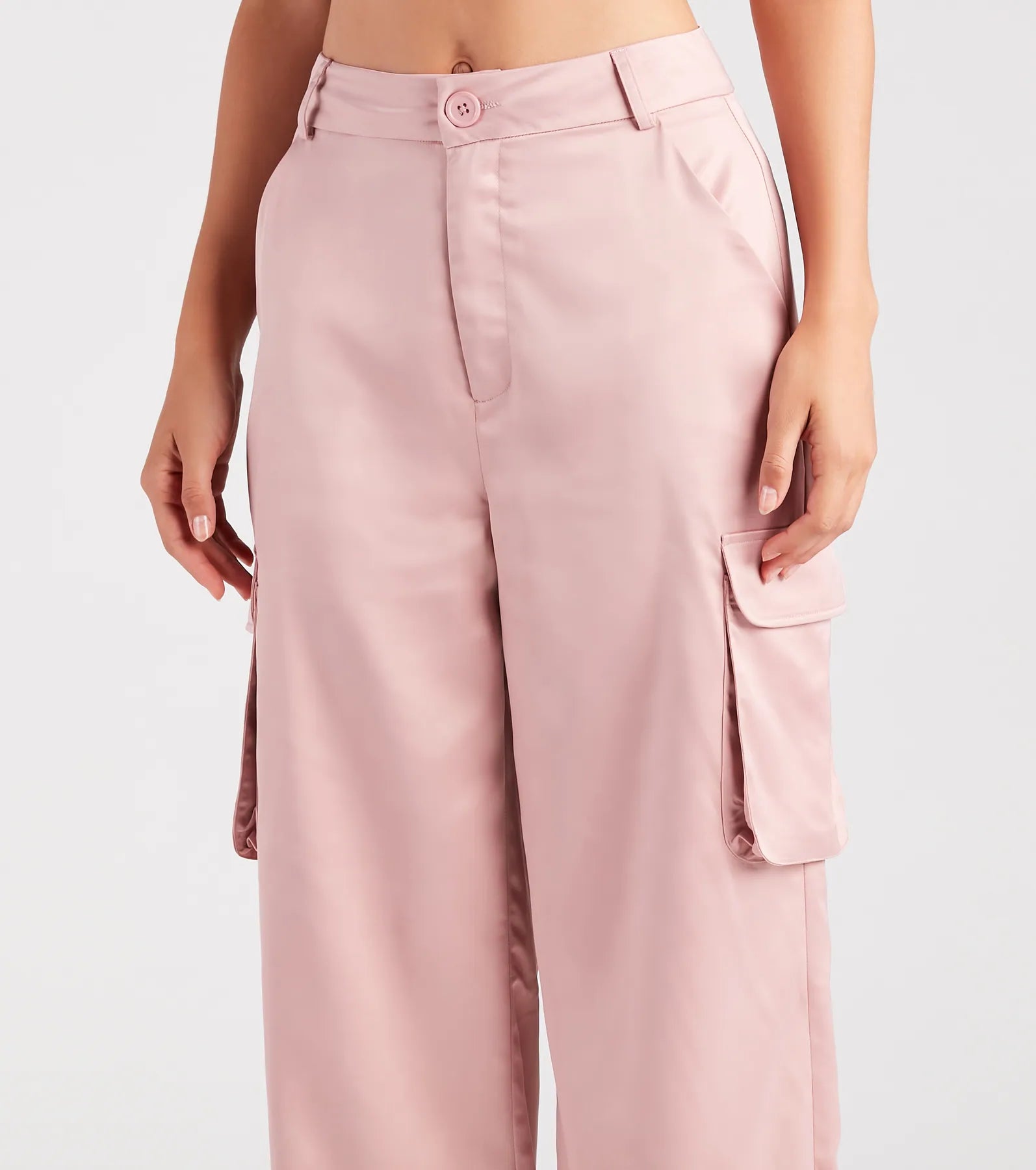 Dress Me Up Satin Straight-Leg Cargo Pants