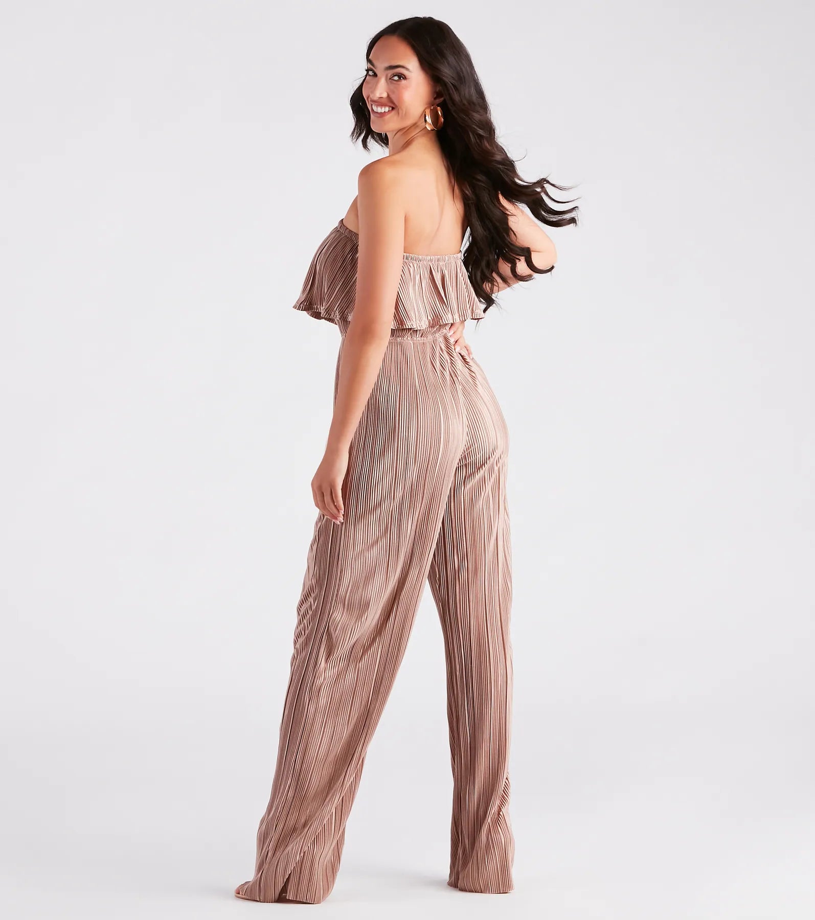 Happy Hour Chic Strapless Plisse Jumpsuit