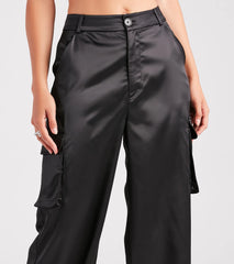 Dress Me Up Satin Straight-Leg Cargo Pants