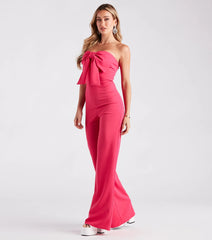 Steal The Show Strapless Crepe Bow Jumpsuit