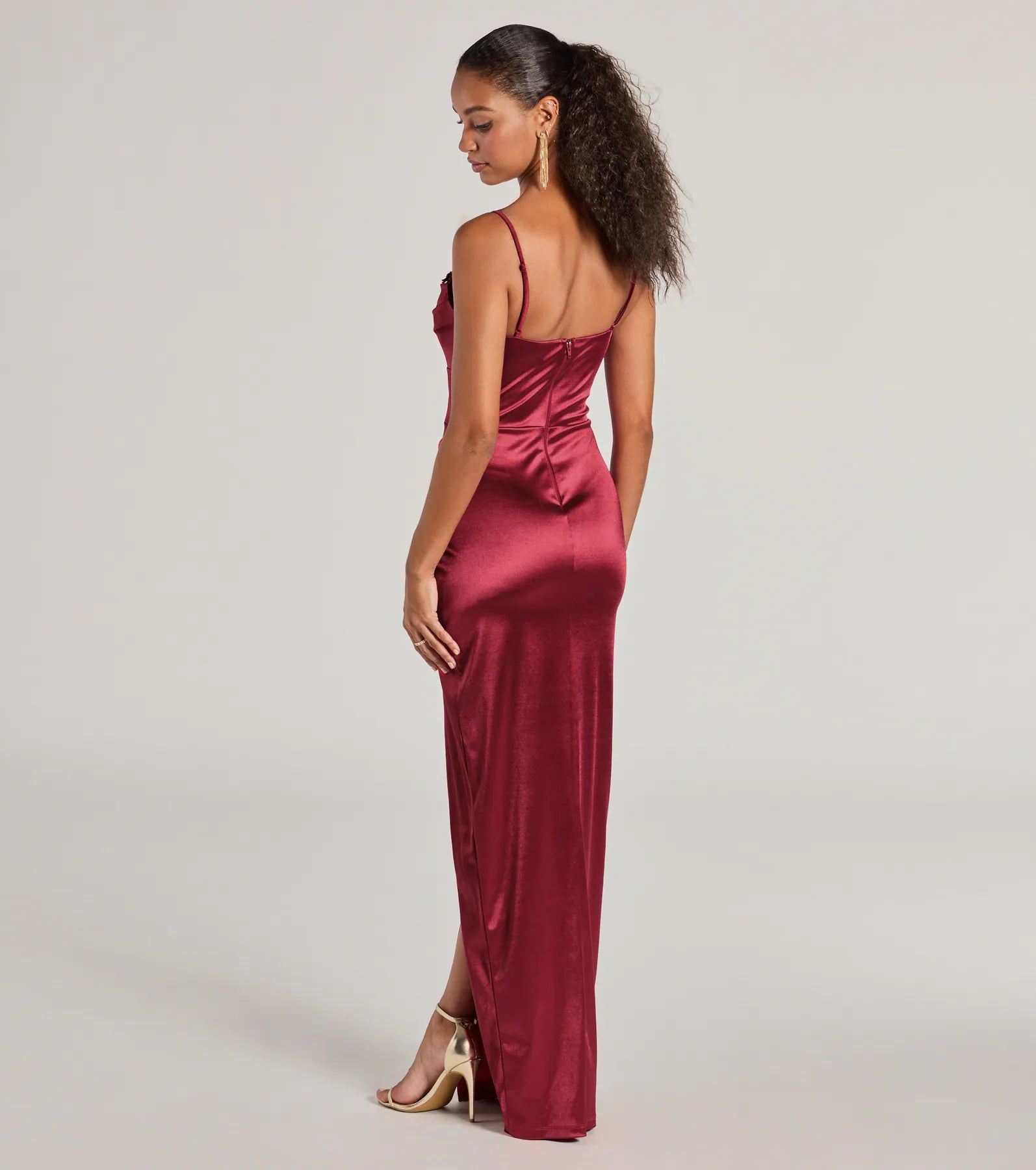 Amelia Formal Satin Embroidered Dress