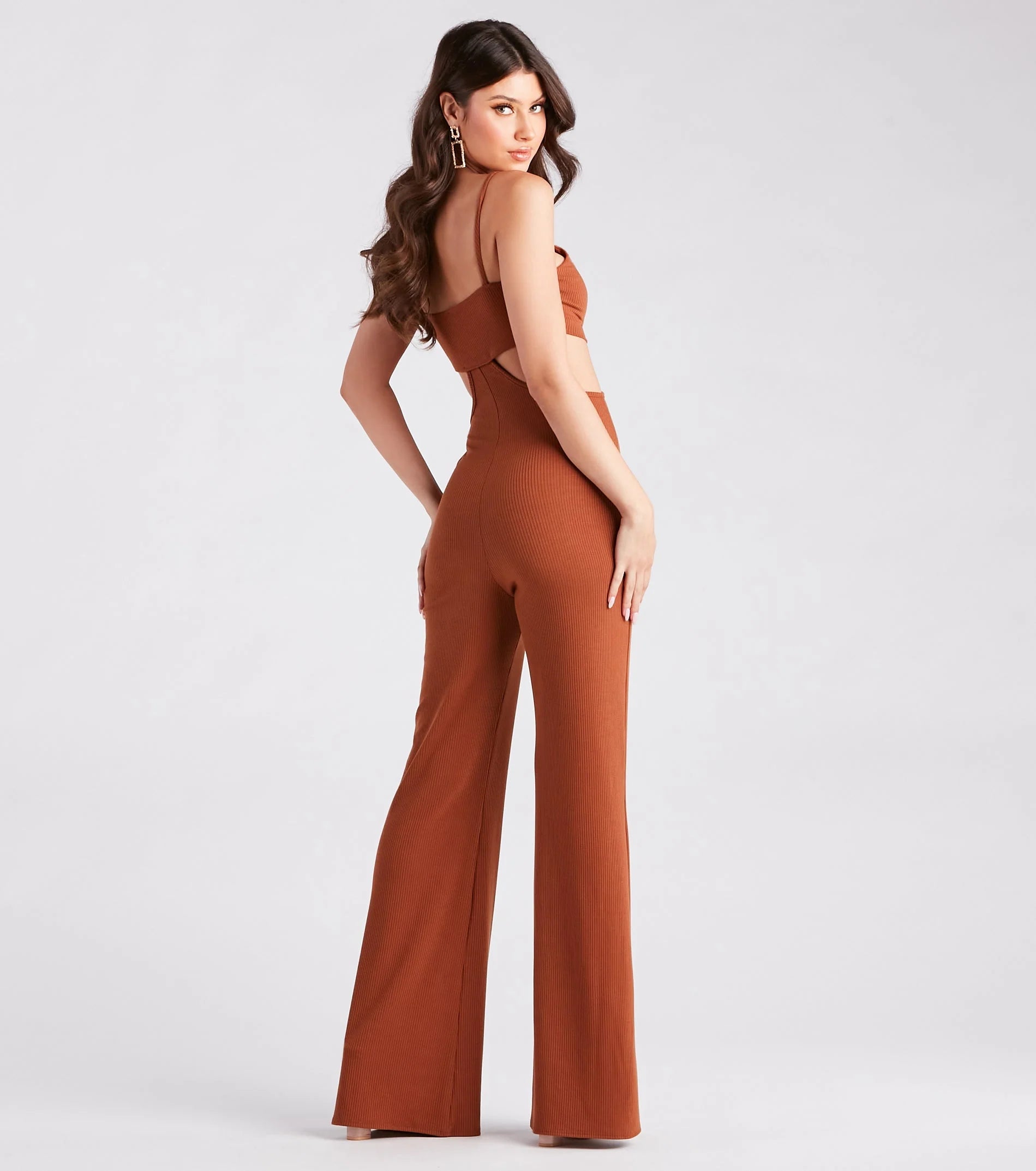 Getaway Girl Rib Knit Cutout Jumpsuit