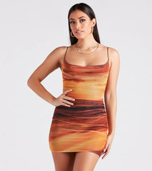 Sunset Chaser Cowl Neck Mini Dress